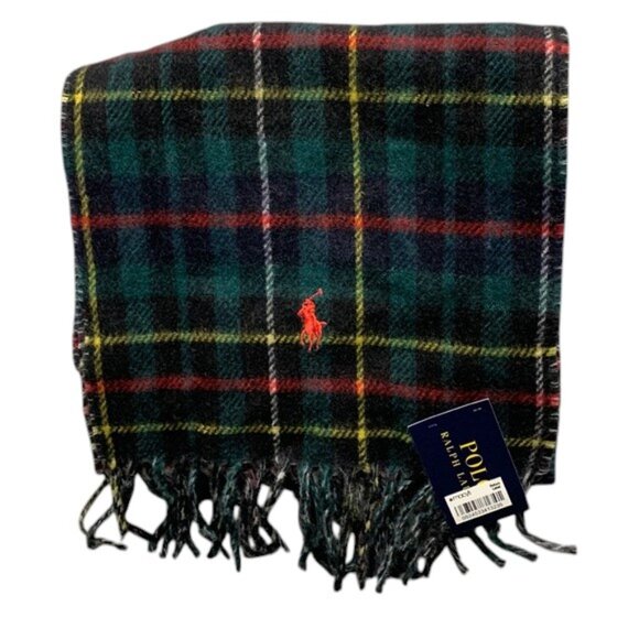 Polo Ralph Lauren Gray Wool Scarf Unisex One Size Winter Classic Reversible NWT - Picture 1 of 7